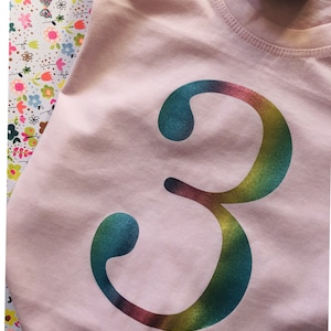 Girls Birthday T-shirt kids long sleeve 3nd birthday glitter top girls 2nd birthday tee, 3rd birthday Rainbow 1st birthday top, unicorn top