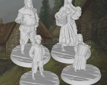 Peasant Family DnD Wargame Miniatures Set
