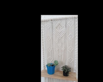 Boho Macrame Wall Hanging Shelf: Cotton Rope Plant Hanger