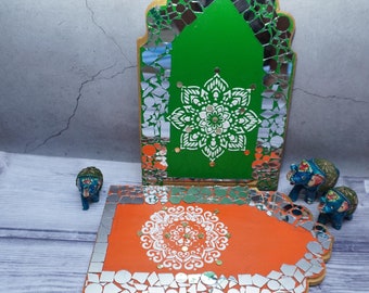 Conjunto Rajasthani Jharokha hecho a mano: decoración de arte de pared tradicional india