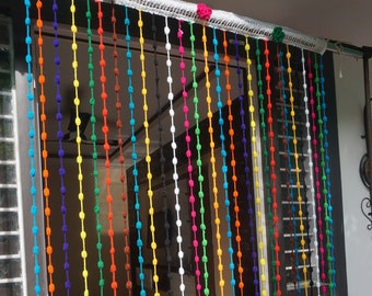 Handmade curtain, Crochet curtain , Boho backdrop, Beaded curtain , Macrame curtain, String curtain , Beads curtain