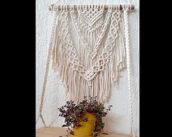 Macrame Hanging Shelf: Boho Wall Decor, Plant Hanger (30x17 Inch)