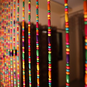 Wooden beads curtain, Beaded curtain, Beads curtain, String curtain, Multicolored curtain, Boho curtain, Curtain
