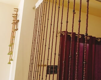 Wooden Beads Curtain, Handmade Beaded String Curtain for Doorways, Boho Decor Addition for Housewarming Gift