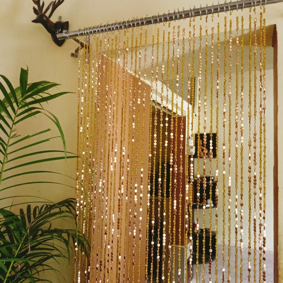 Beads Curtain Beaded Golden Beads Curtain Beaded Golden, Custom Printed Beaded Curtains Taiwan