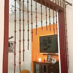 Handmade Wooden Beaded Curtain: Arch Doorway String Curtain
