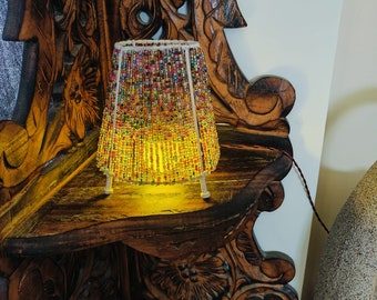 Modern Table Lamp  Unique Handmade Boho Desk Lamp for Night Lighting  Vintage Beaded Design for Gift Giving