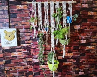 Handmade Macrame Plant Hanger: Boho Wall Hanging, Indoor/Outdoor Decor