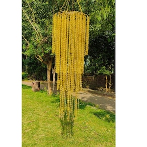 Beaded Chandelier Light, Stunning Wood Bead Pendant Lighting for Boho Home Decor, Unique Gift for New Homeowners