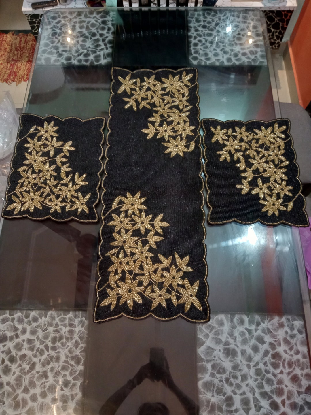 Handmade Beaded Table Runner: Elegant Dining Table Mat - Etsy