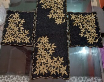 Handmade beaded table runner, elegant decorative dining table mat for housewarming gift