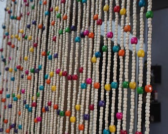 Handmade Wooden Beads Curtain, Bohemian Room Decor , Beaded Curtain