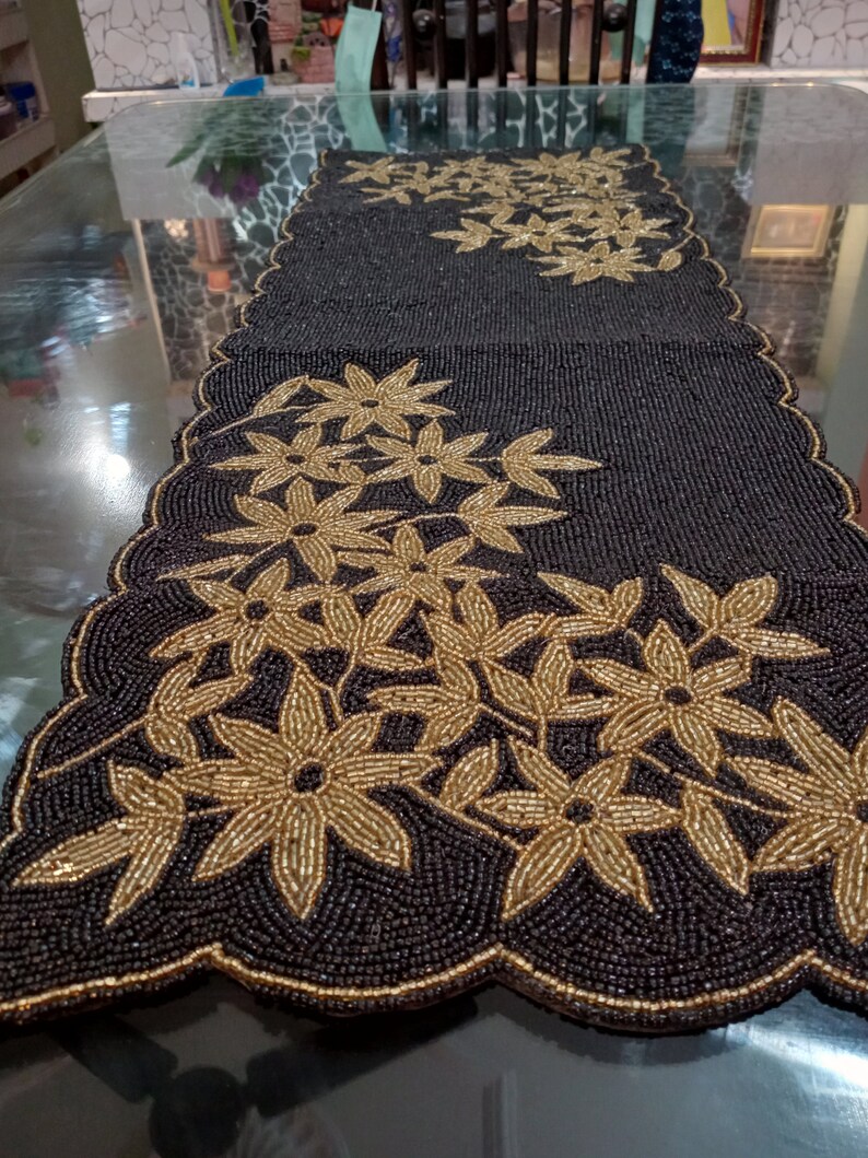 Handmade Table Runner Beaded Table Runner Dinning Table Etsy