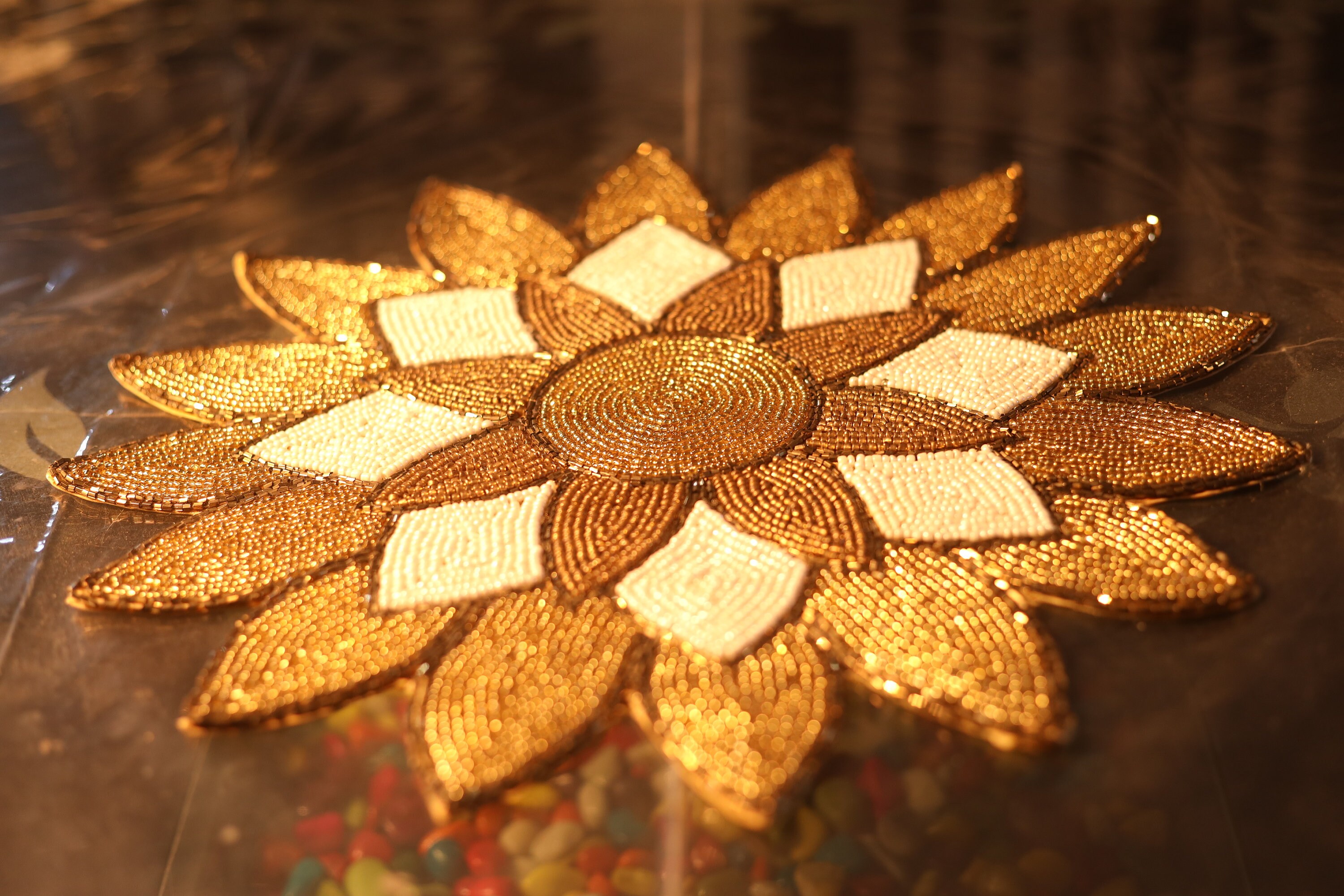 Flower beaded place mat Handmade Beaded Table Mats Placemats Etsy