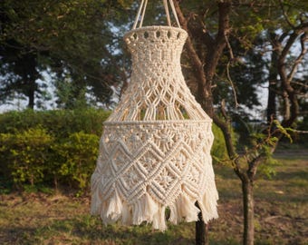 Handcrafted Macrame Lamp Shade: Boho Chandelier Lighting