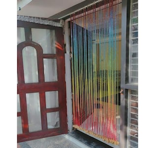 7 Chakras colors beaded curtain , Bohemian curtain, Glass beads curtain, Hippy Curtain for Doorways ,  Bell Strings 72&quot; inch