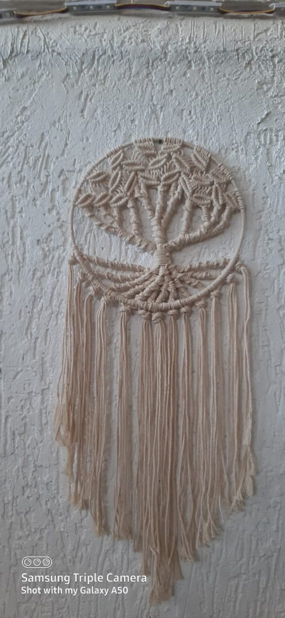 Handmade Macrame Tree of Life Wall Decor: Natural White Cotton - Etsy
