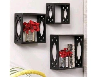 Rustic Wood Floating Shelves: Stylish Wall Decor, Set of 3