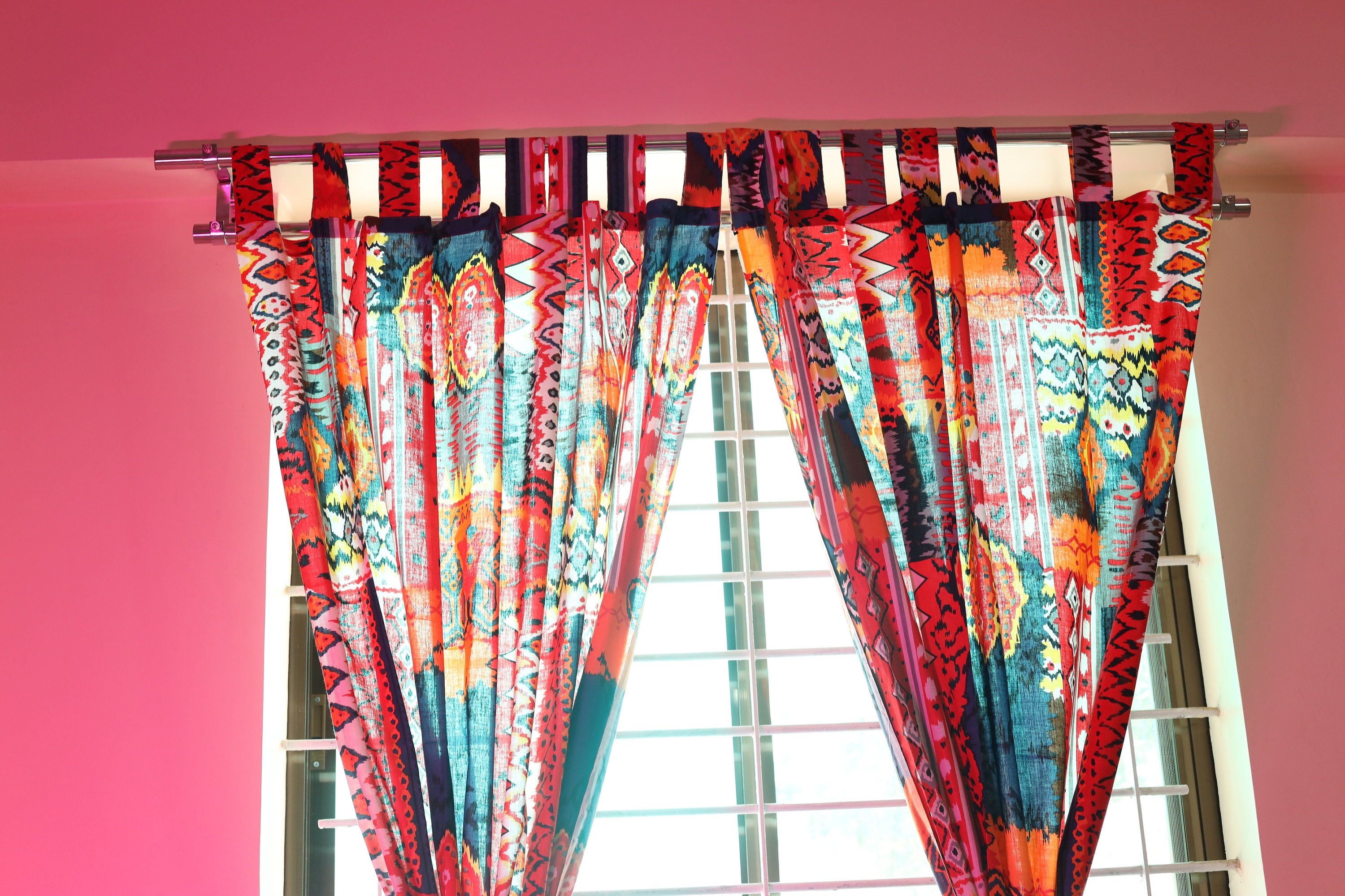 Cotton curtains Indian Hand Block Printed Curtains Set Of | Etsy