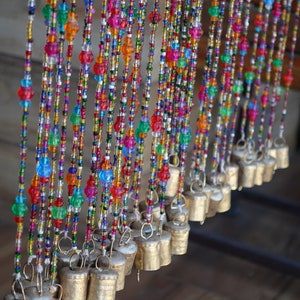 Bohemian curtain, Glass beads curtain, Glass beaded curtain ,  Hippy Curtain for Doorways ,  Bell Strings , Glass Beads Stands 72" inch