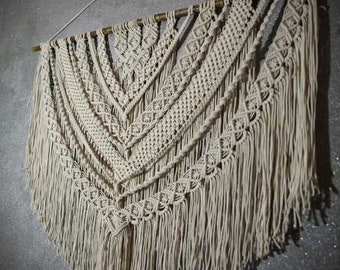 Gran colgante de pared de macramé, colgante boho, cortina de macramé, telón de fondo de macramé