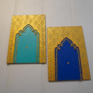 Indian Jharokha Wall Hanging, Handmade Ethnic Decor for Home, Unique Set of 2 Wall Hangings for Housewarming Gifts