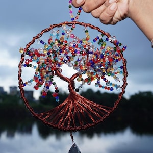 3D Tree of Life Sculpture, Unique Copper Wire Art Suncatcher for Home Decor, Perfect Anniversary & Wedding Gift