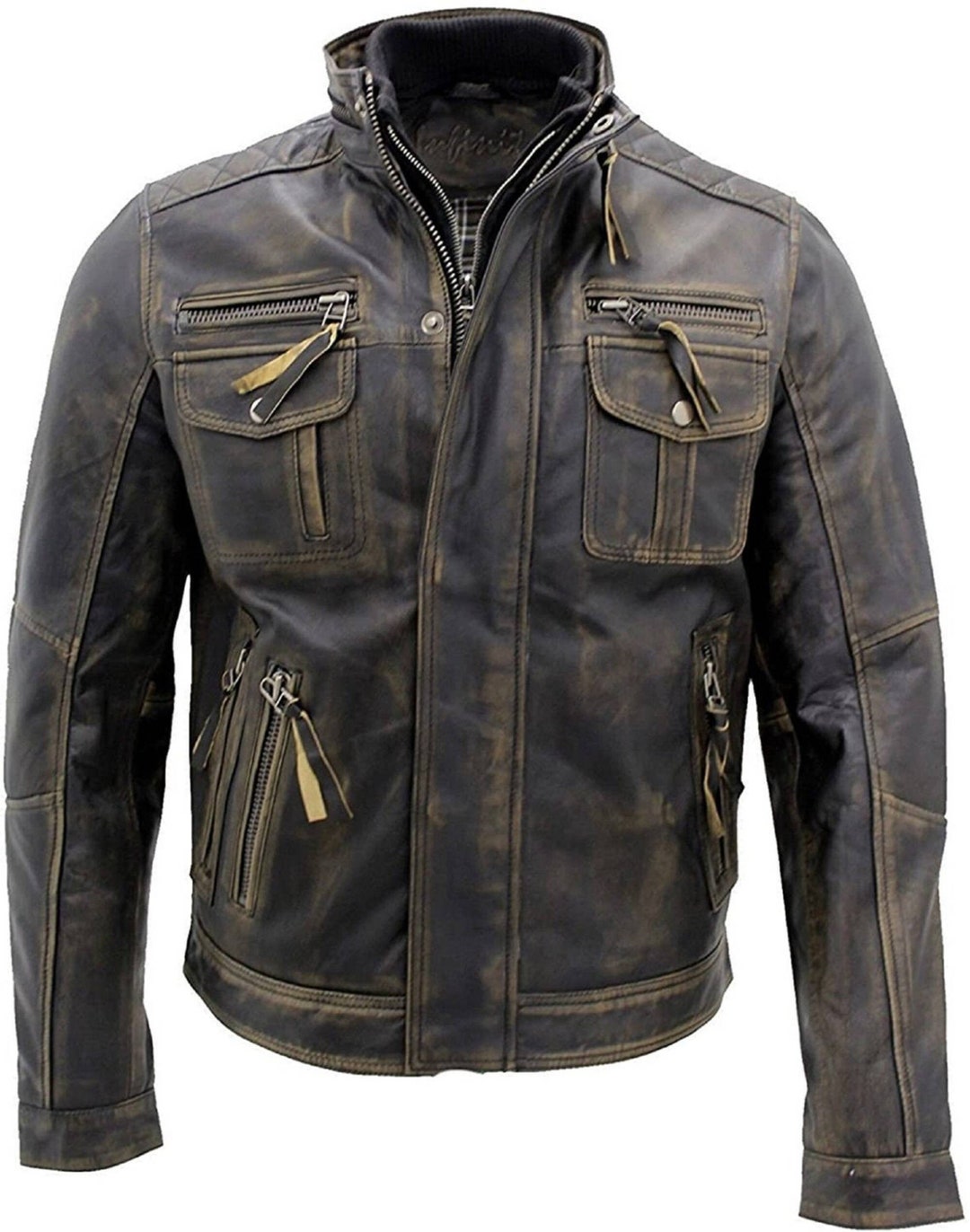 Antique Brown Handmade Distressed Biker Jacket Vintage Style - Etsy