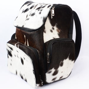 Cowhide Leather Bag Travel Backpack Black & White Cowhide Diaper Bag Fur Backpack Christmas Special