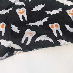 DENTAL HALLOWEEN FABRIC | halloween tooth fabric, spooky dentist fabric, halloween dentist scrub cap, custom halloween fabric