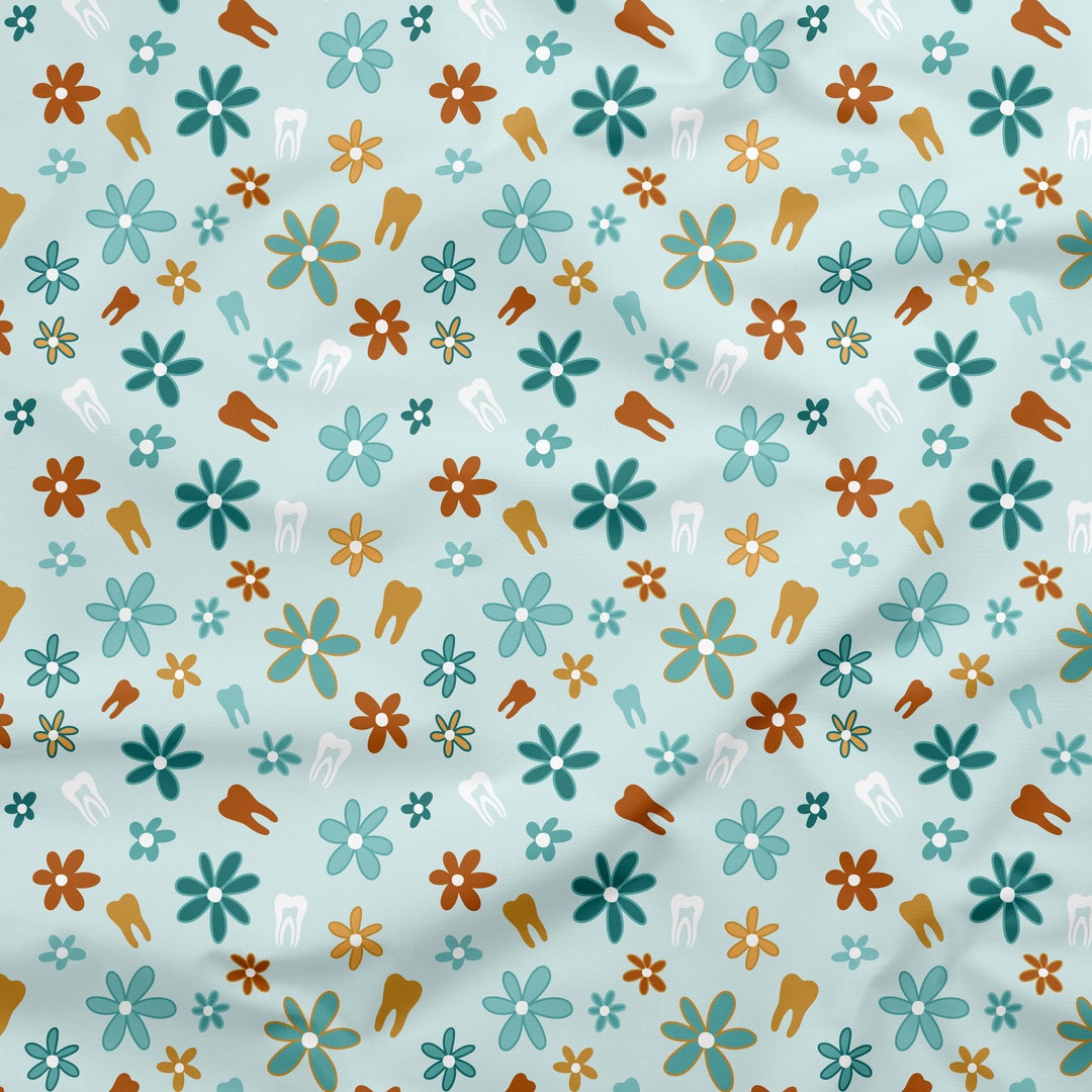 DENTAL FABRIC Floral Fabric, Tooth Fabric, Teeth, Dentist, Scrub Caps