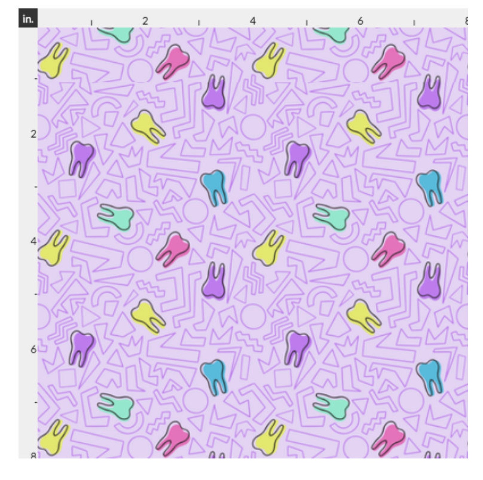 PURPLE TOOTH Fabric | Teeth Fabric, Tooth Pattern, Dentist Fabric ...