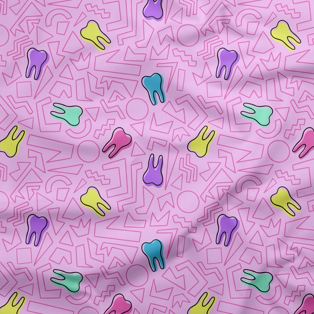 MEMPHIS TEETH Fabric Tooth Fabric, Tooth Pattern, Dentist Fabric