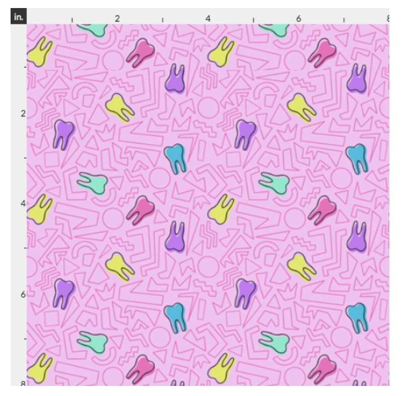 MEMPHIS TEETH Fabric Tooth Fabric, Tooth Pattern, Dentist Fabric