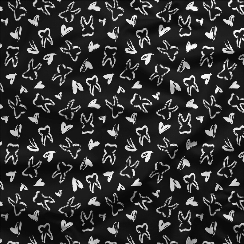 TOOTH FABRIC small Print Dental Fabric, Dental Art, Teeth Print, Tooth
