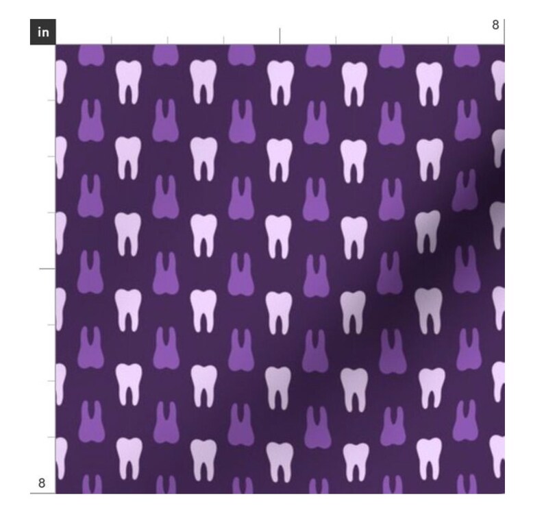 Dark Purple DENTAL Fabric, Medical Fabric, Tooth Fabric, Teeth, Dentist