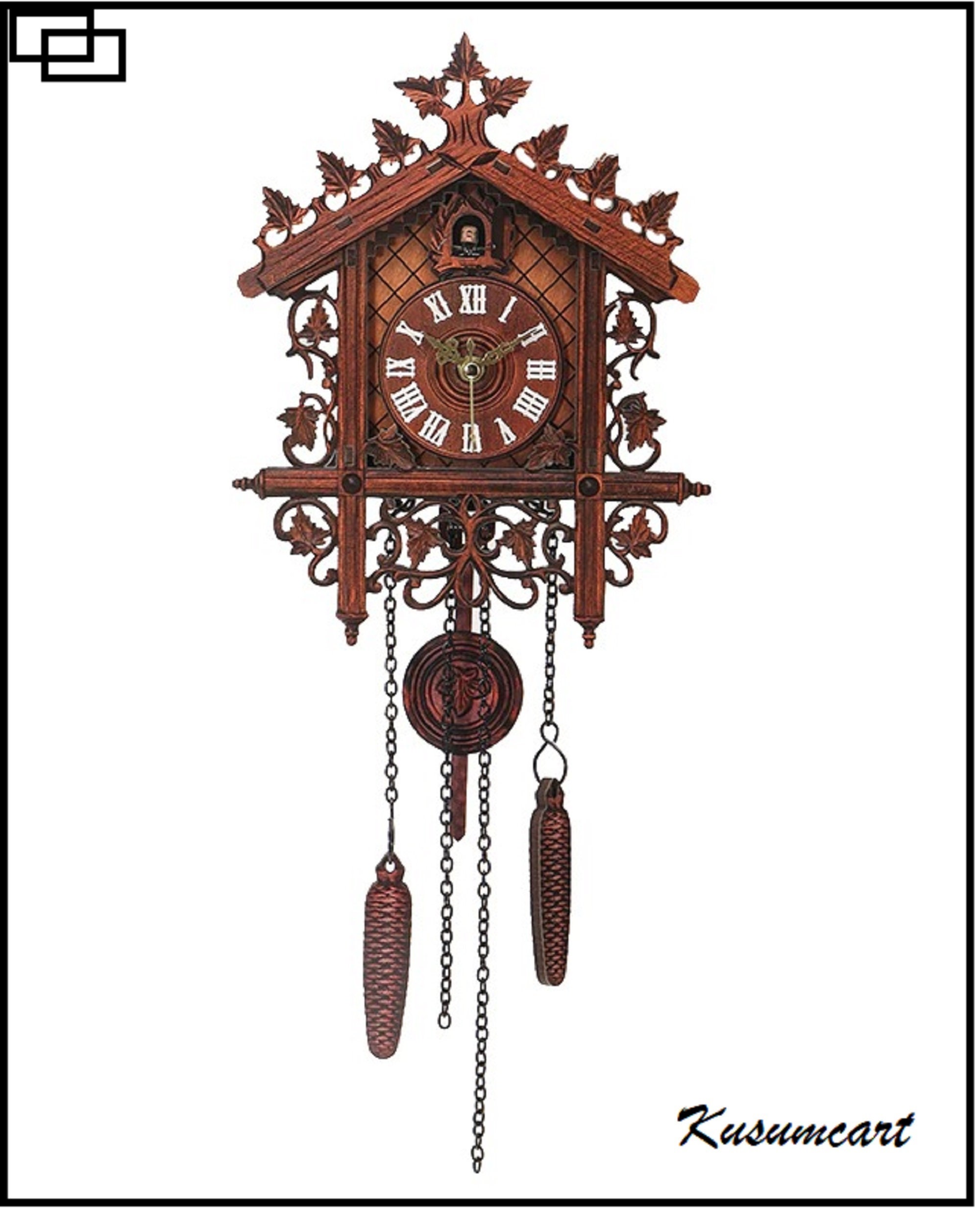 Wooden Cuckoo Wall Clock Wood Vintage Art Wall Hanging Home Etsy