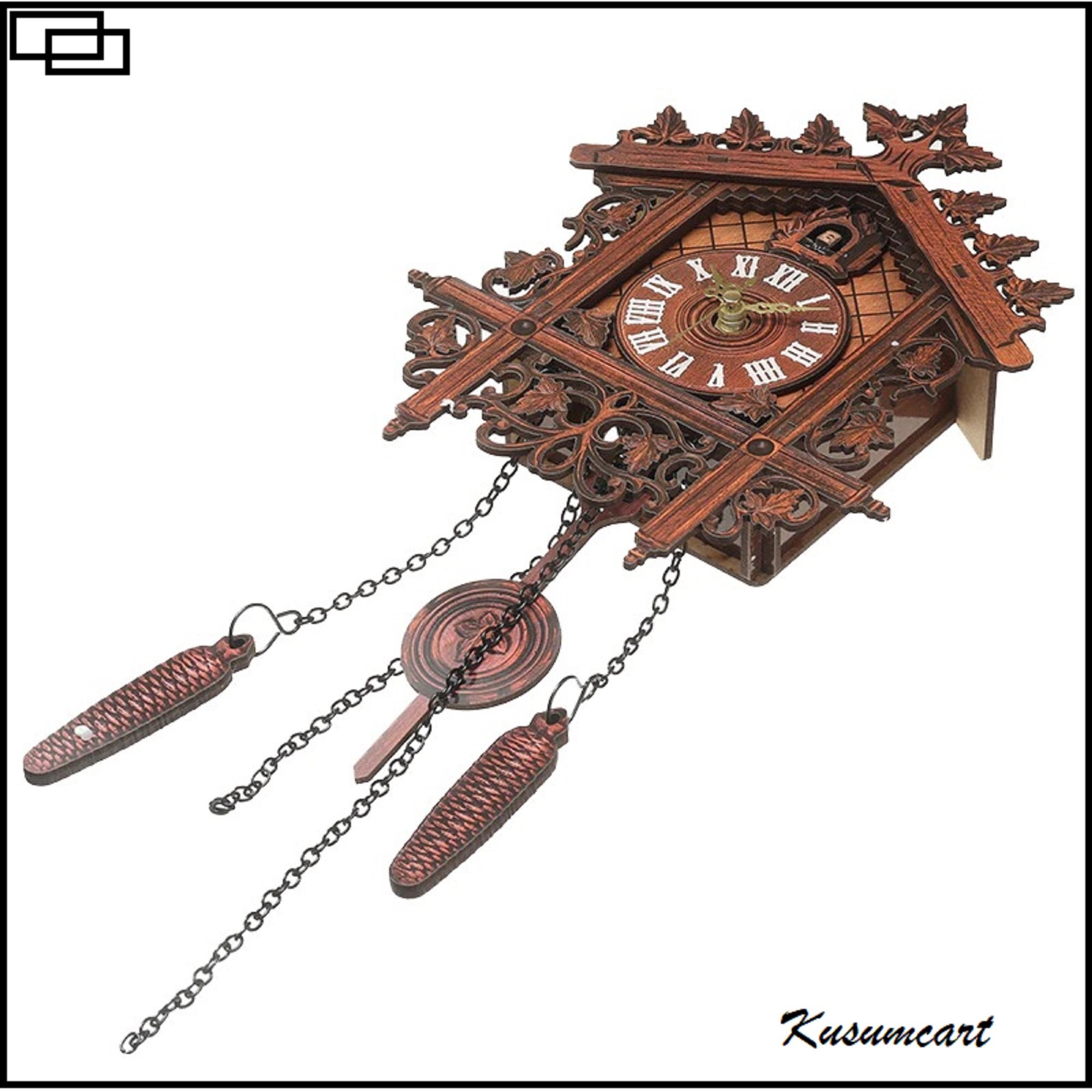 Wooden Cuckoo Wall Clock Wood Vintage Art Wall Hanging Home Etsy