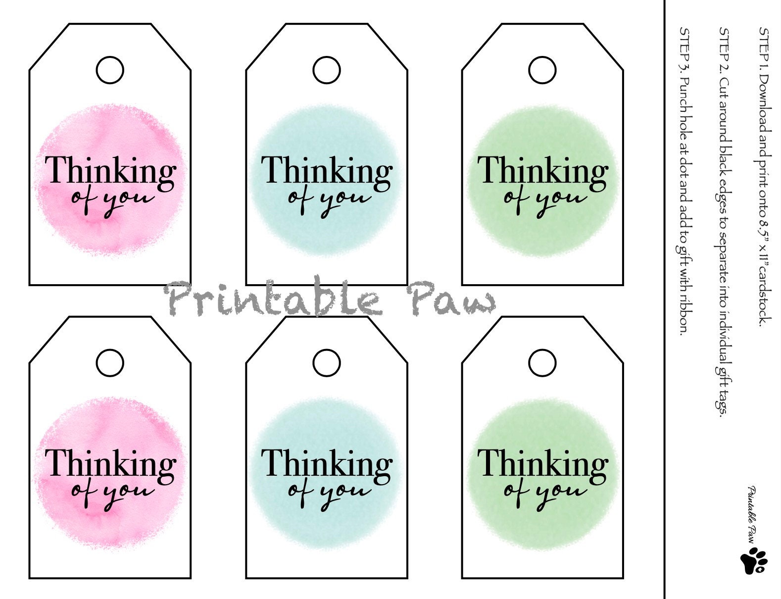 Thinking of You Gift Tag Printable Gift Tags Gift Tags Etsy