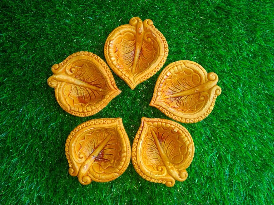 Tuelip Handmade Traditional Terracotta Clay Diya Diwali Indian Gift Items Dia Multi Color Pack of 12 Earthen Oil Lamp 