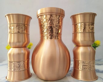 TheCopperPortal 100%  Pure Copper bedroom jug and tumbler set  Ayurveda Yoga health benefits High quality mother's Day special gift pack