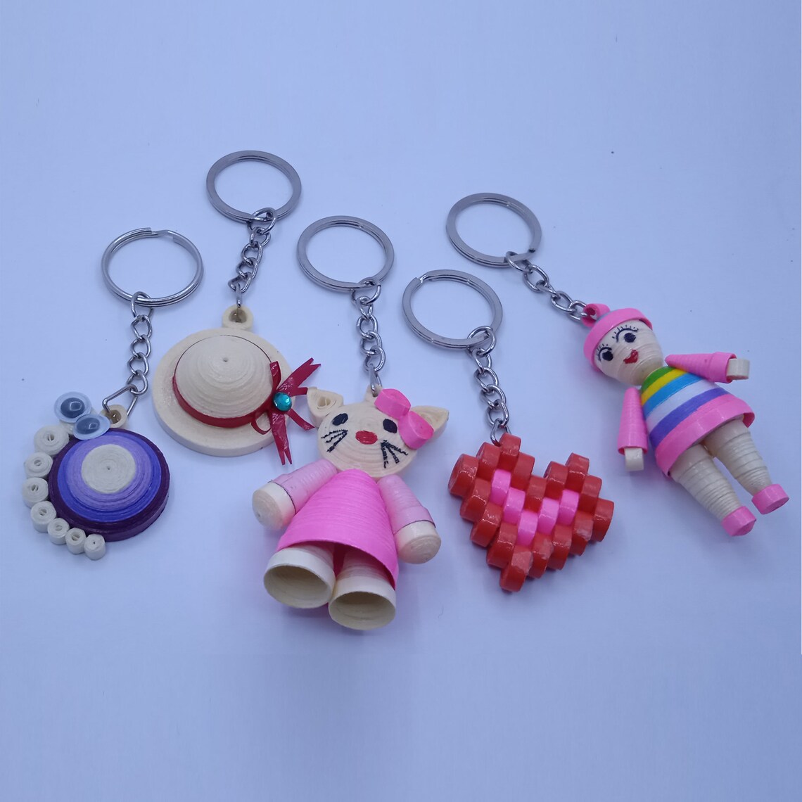 Paper Quilling Key Chain key Tag Gift with five shapes gift Etsy