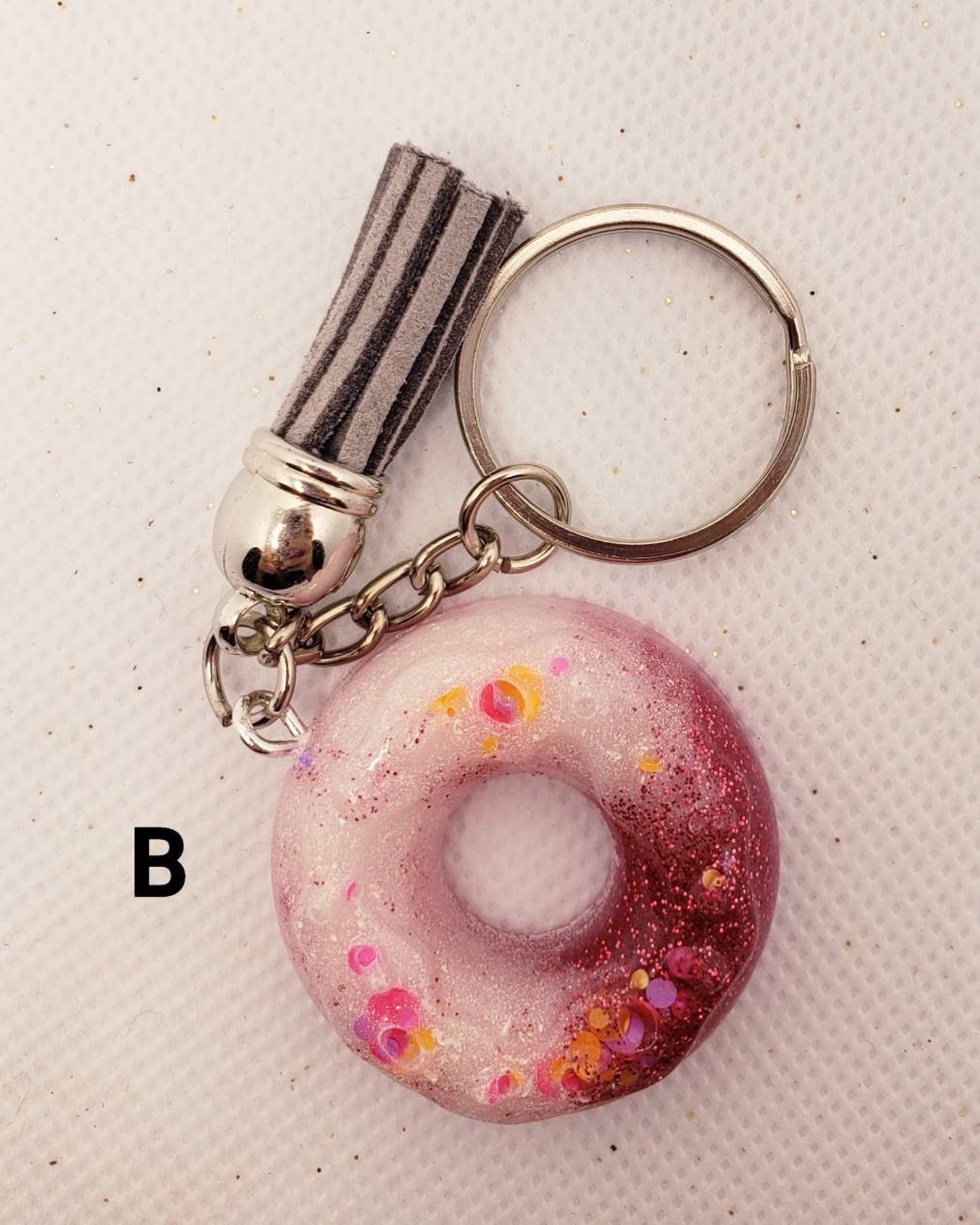 Sparkly resin donut keychain/ keychain With Tassel /perfect Etsy