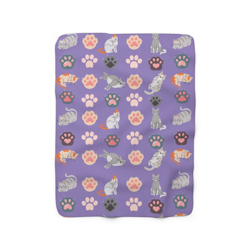 Kitty Paw Sherpa Fleece Blanket Cat blanket Etsy