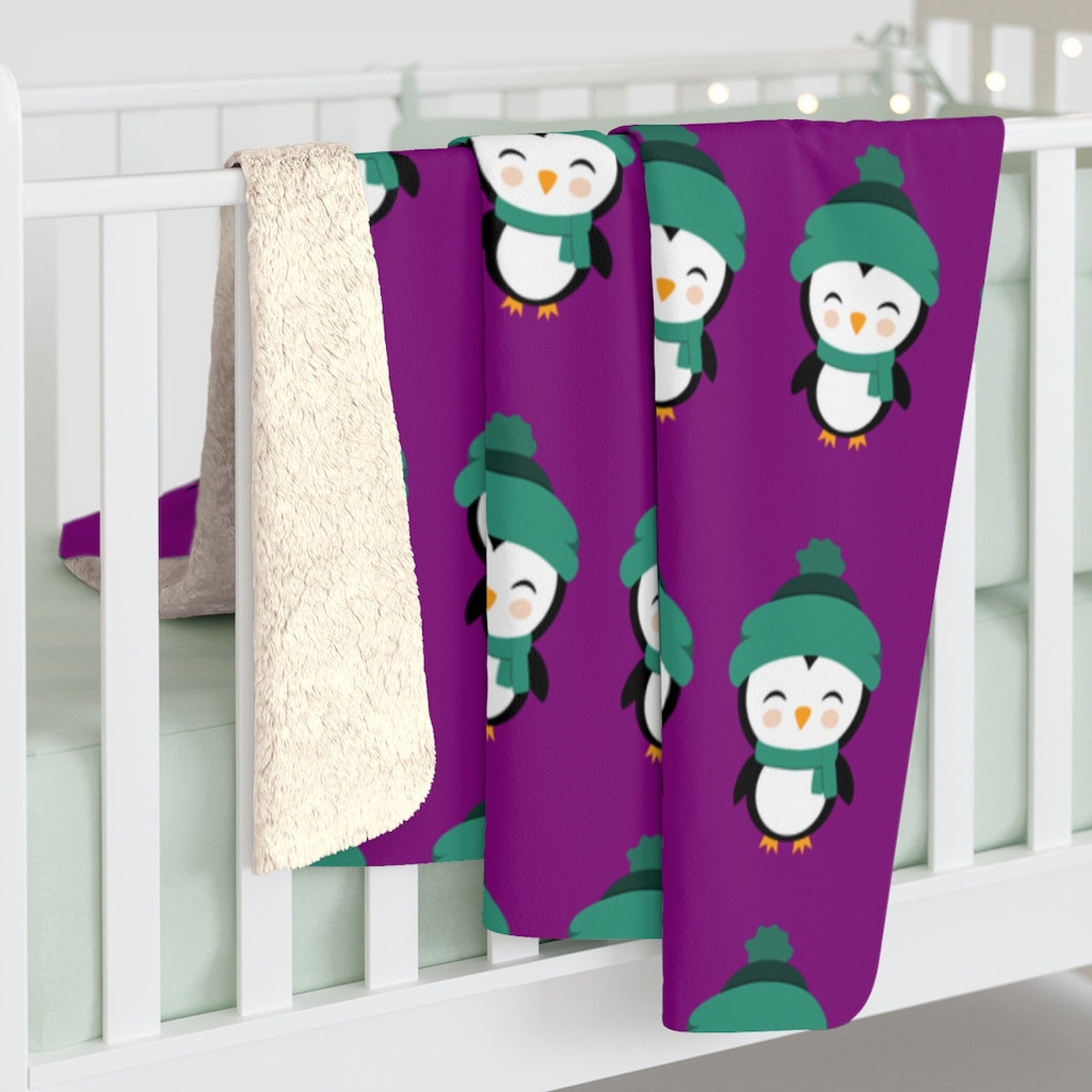 Penguin Blanket Sherpa Fleece Blanket Cozy Blanket Etsy