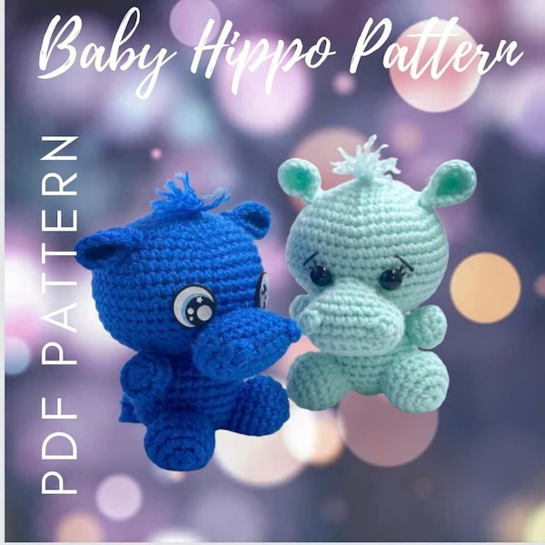 Baby Hippo Crochet Pattern, Easy Crochet Hippo Pattern, Beginner Crochet Pattern, DIY gift