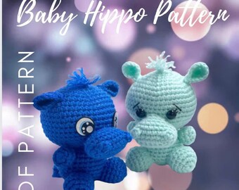 Baby Hippo Crochet Pattern, Easy Crochet Hippo Pattern, Beginner Crochet Pattern, DIY gift