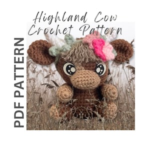 Highland Cow Crochet Pattern, Crochet Cow Pattern, Intermediate Crochet Pattern, DIY Gift