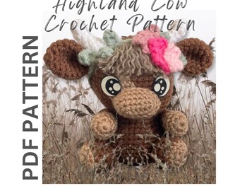 Highland Cow Crochet Pattern, Crochet Cow Pattern, Intermediate Crochet Pattern, DIY Gift