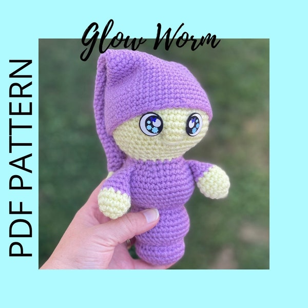 Glow Worm Crochet Pattern, Easy Crochet Glow Worm Pattern, Beginner Crochet Pattern, DIY Gift